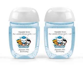 Cartoon Character Party Favors / Octonauts Inspired Hand Sanitizer Labels / Personalized Octonaut Party Labels