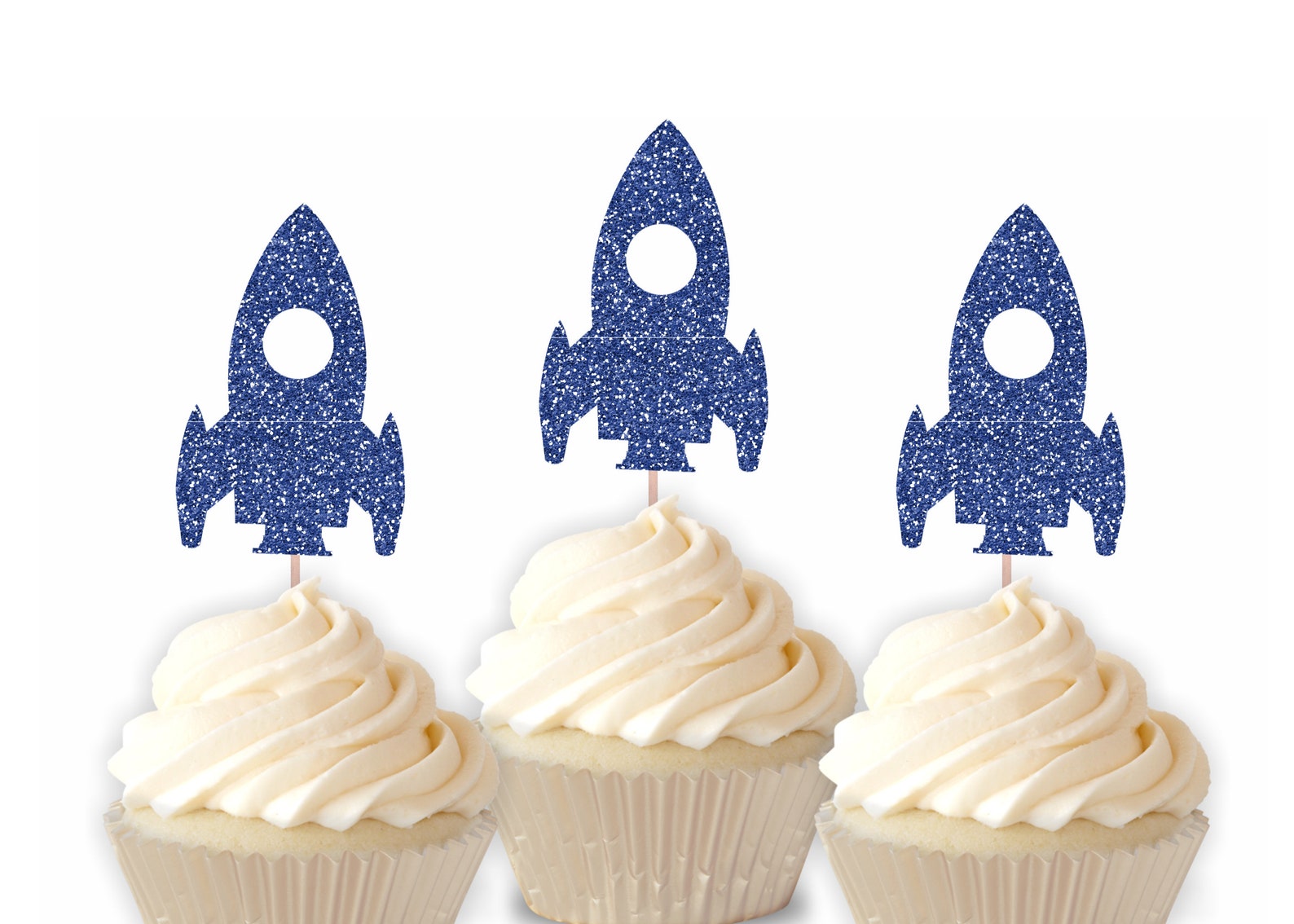 Rocket Ship Cupcake Toppers Space Themed Cupcake Topper - Etsy