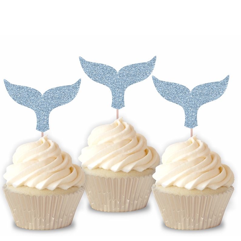 READY TO SHIP Whale Tail Cupcake Toppers Whale Baby Shower Etsy