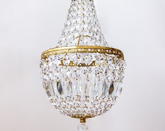 Czech vintage Empire style Montgolfier chandelier of cut glass / Air baloon palace lighting in mint condition