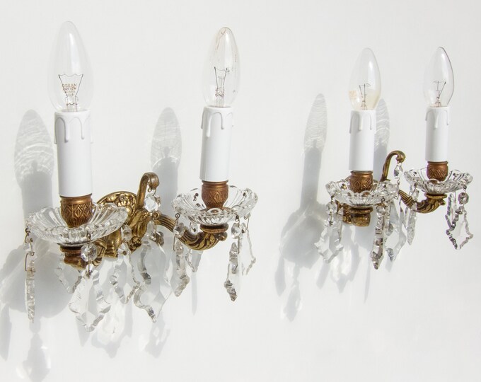 PAIR of Vintage Candlestick Wall Sconces of Cast Bronze / RESTORED