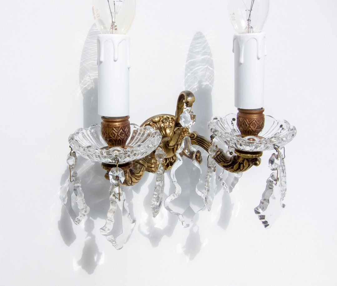 PAIR of Vintage Candlestick Wall Sconces of Cast Bronze / Etsy