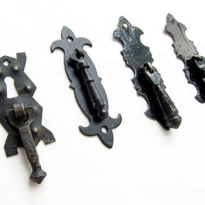 Two left: vintage black iron furniture pulls / Drawer or door handles for gothic, rustic or primitive side table decor