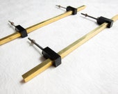 Pair of vintage 20cm or 7.9 quot long drawer or door handles Gold brass black bakelite Kitchen, cabinet or table hardware from the 1980s