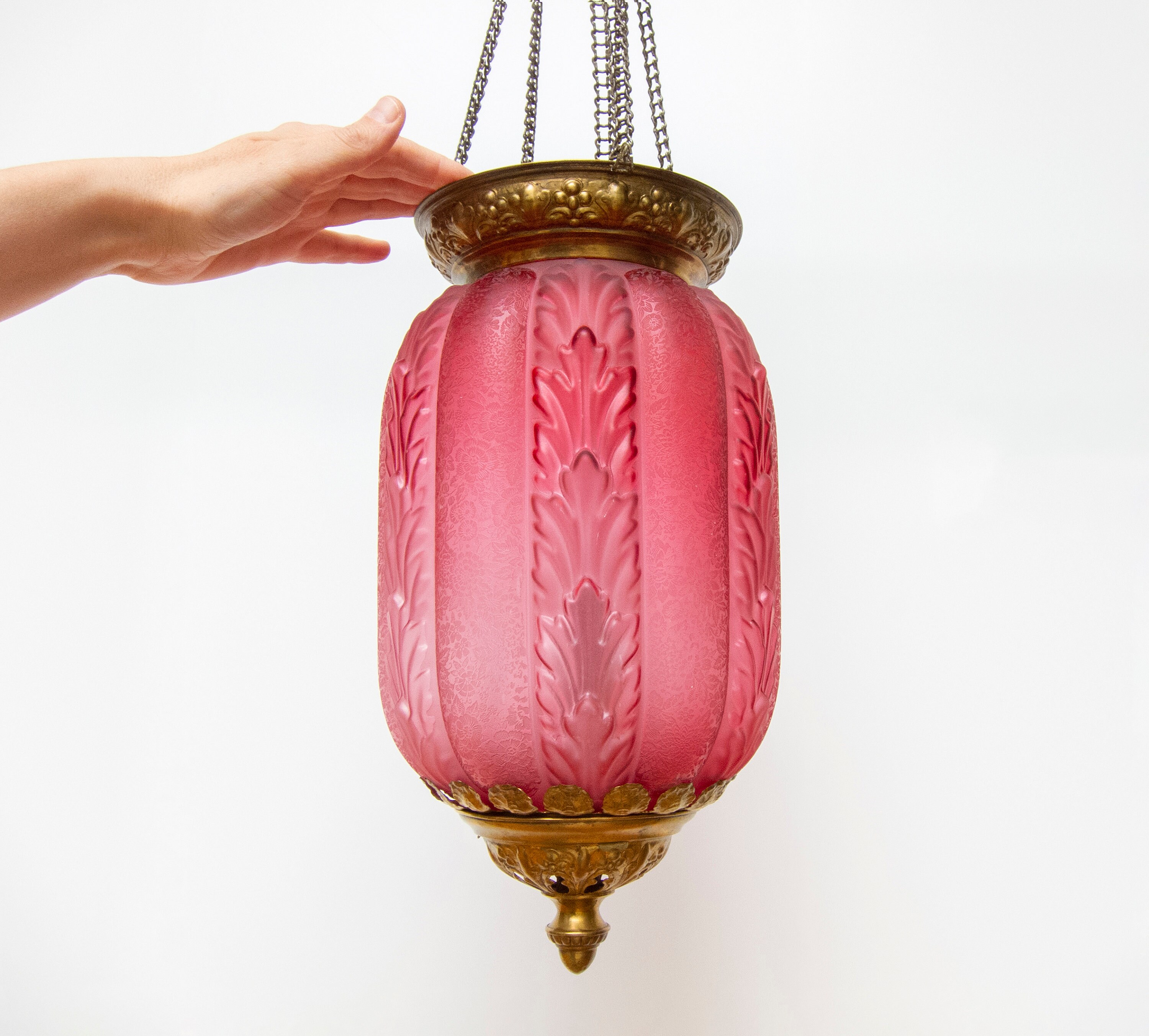 Hard to Find Antique Early 1900s Sculpted Raspberry Pink