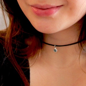 Birthstone Choker Necklace - Black Choker Necklaces - Personalized Necklace - Birthstone Charm