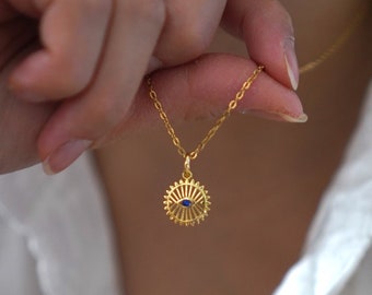 Evil Eye 18K Gold Plated Necklace -18K Gold plated  Stainless Steel Chain- Women&#39;s Gold Necklace - Gift for her - Gift for mom - Minimalist