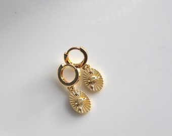 Elegant 18K Gold Plated Zircon Drop Dangling Earrings - Gold Earring Hoops - Bridesmaid Gift - Wedding Jewelry - Gold Huggie Hoops