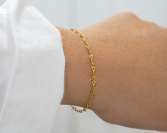 Dainty 18K Gold Bracelet, Minimalist Stainless Steel Chain