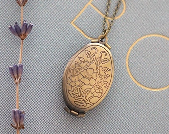 Oval Bronze Locket With Photo - Personalized Gift for Someone Special - 4 Photo lockets - Keep safe Locket - Custom Jewelry - Minimalist