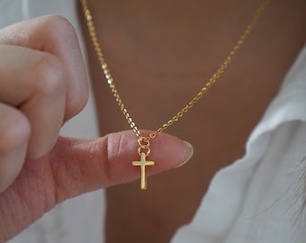 18 Karat Gold Plated Cross Necklace - Premium Stainless Steel Chain - Durable Tarnish Free Chain - Dainty and Elegant Jewelry - Gift for Her