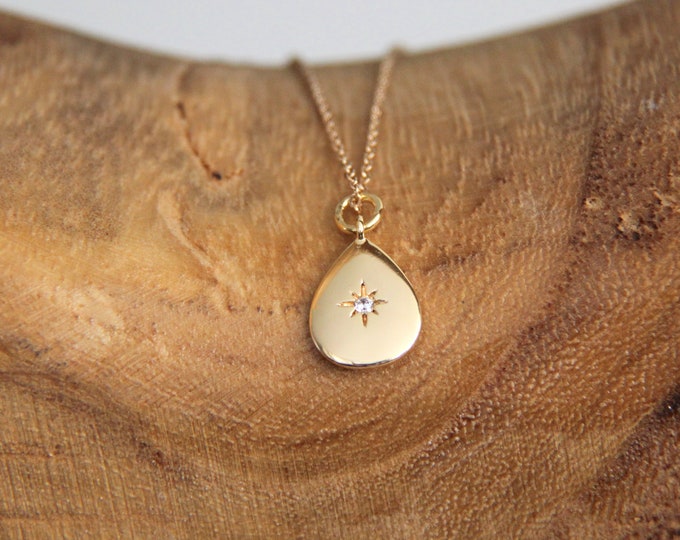 18 Karat Gold Plated Teardrop Necklace - Premium Stainless Steel Chain - Durable Tarnish Free Chain - Dainty Jewelry - Gift for her
