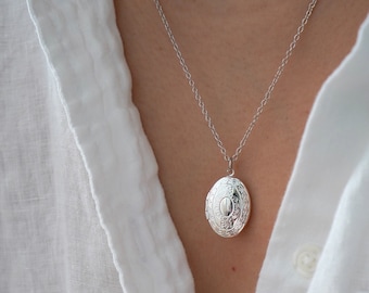 Ovale zilveren medaillon HALSKETTING - medaillonkettingen voor vrouwen - Boho sieraden - gepersonaliseerde ketting medaillon - zilveren ketting - cadeau-ideeën