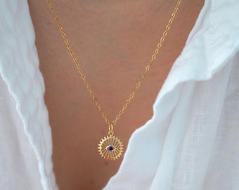 Evil Eye 18K Gold Plated Necklace -18K Gold plated  Stainless Steel Chain- Women's Gold Necklace - Gift for her - Gift for mom - Minimalist