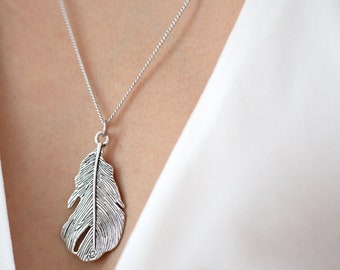 Large Vintage Leaf Necklace - Layering Necklaces - Long Necklace For Women - Gift Idea for Her - Minimalist Jewelry - Layered Necklace