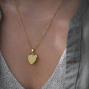 Personalized Engraved Heart Locket -Birth Flower Necklace - Initial Necklace - Locket Necklace 18 Karat Gold Plated Stainless Steel Locket-