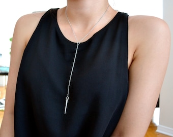 Popular Y lariat Necklace - Silver Y Necklace - Minimalist Jewelry - Layered Chain