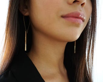 Metal Drop Earrings -Elegant Drop Earrings - Hoops dangling earrings - Silver 0r Gold earrings