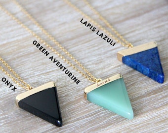 Triangle Gemstone Necklace - Engrave Triangle Crystal - Custom Personalized Jewelry - Gemstones Necklace - Crystal Necklace - Bohemian