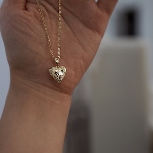 18k verguld hart medaillon sierlijk hart medaillon met foto's medaillon charme ketting liefde medaillon cadeau voor haar Valentijnsdag cadeau afbeelding 9