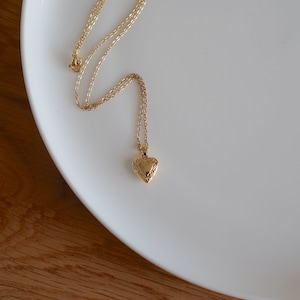 18k verguld hart medaillon sierlijk hart medaillon met foto's medaillon charme ketting liefde medaillon cadeau voor haar Valentijnsdag cadeau afbeelding 5