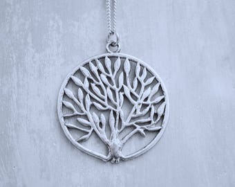 LARGE TREE of Life  Necklace - Tree of Life Long Necklaces - Three Pendant Necklace - Tree of Life Charm - Long Necklaces - Minimal Jewelry