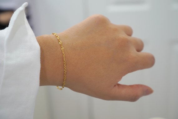 Dainty 18K Gold Bracelet, Minimalist Stainless Steel Chain - Etsy