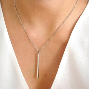 Silver Drop Pendant - Metal Drop Necklace - Layering necklace - Simple and Modern Jewelry