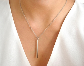 Silver Drop Pendant - Metal Drop Necklace - Layering necklace - Simple and Modern Jewelry