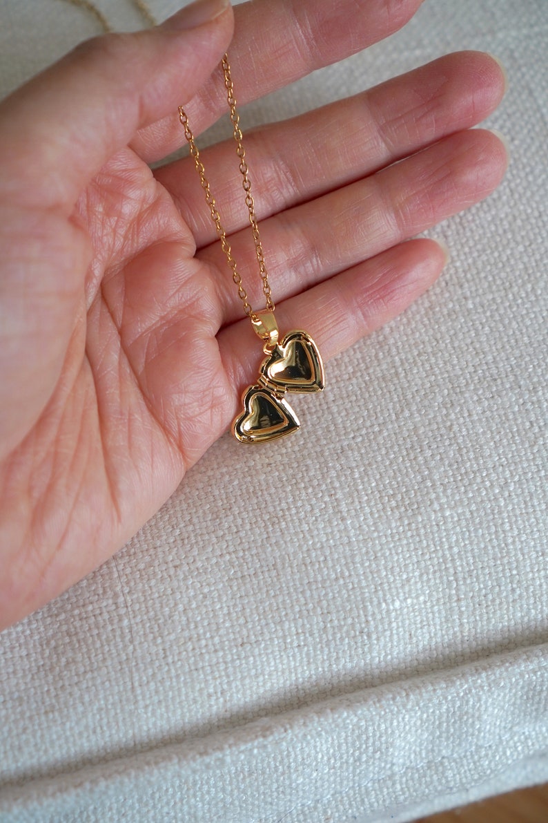 18k verguld hart medaillon sierlijk hart medaillon met foto's medaillon charme ketting liefde medaillon cadeau voor haar Valentijnsdag cadeau afbeelding 10