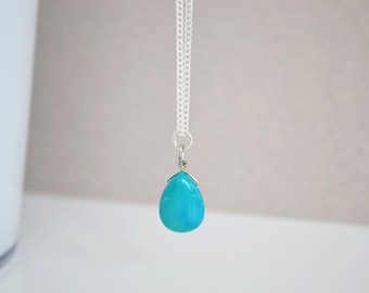 Tear Drop Authentic Turquoise Stone - Minimal Summer Necklace