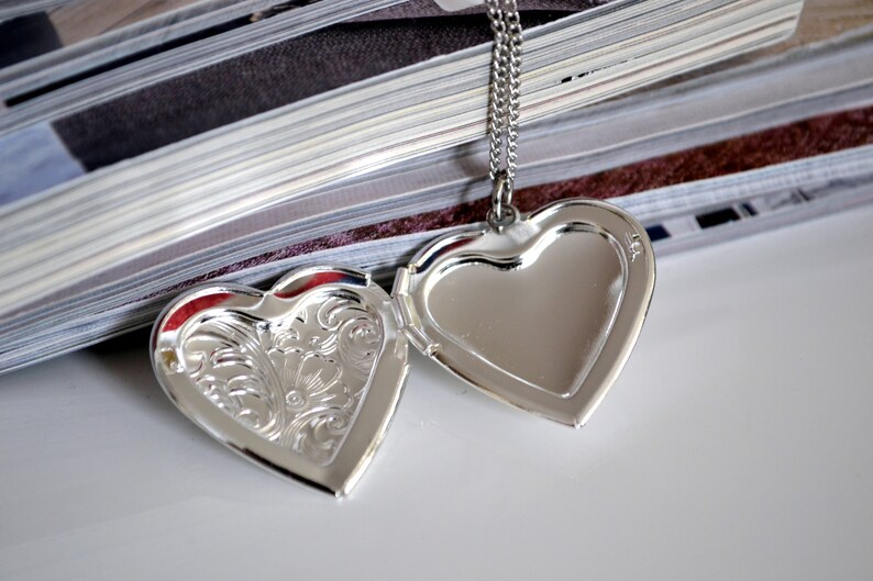 Floral Necklace Gift For her Silver Locket Necklace Valentines Gift Bridesmaids Gift Mothers Gift Silver Heart Locket Necklace