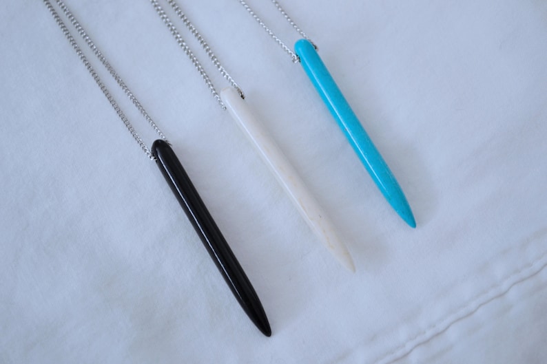 Minimal Jewelry Long Necklace Spike Turquoise Necklace