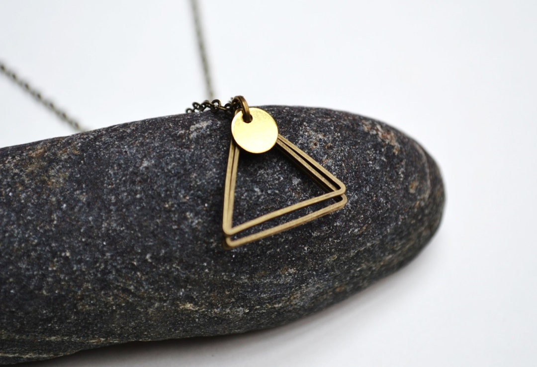 TRIANGLE RINGS Necklace / Antique Bronze Geometric Triangle - Etsy