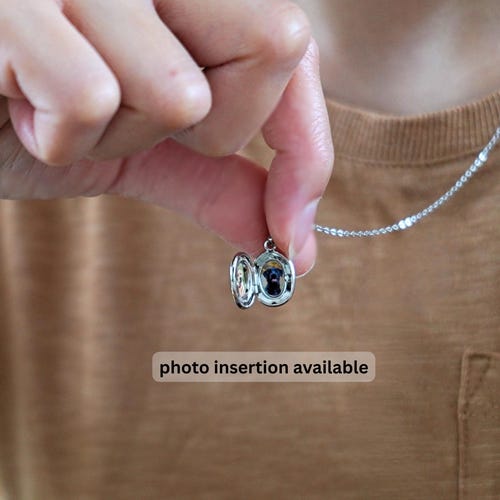 Personalized Tiny Silver Oval Photo Locket, Dainty Necklace, Custom Engraved, Meaningful Anniversary Gift, Keepsake Jewelry