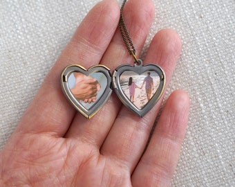 Antique Bronze Heart Locket - Personalized with Photo - Personalized Gift for Someone Special - Locket Necklace with Photo - Valentines gift