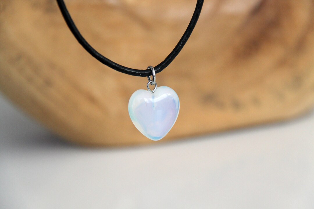 Opal Heart Necklace Heart Necklace Silver Necklace Opal