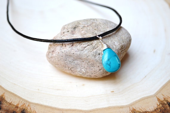 Turquoise Stone Necklace Turquoise Stone Pendant Tear Drop