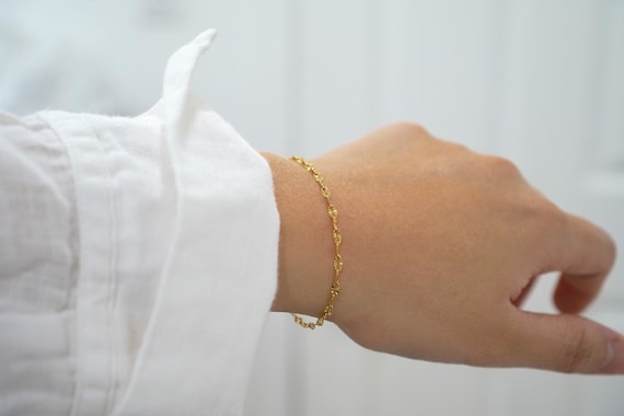 Dainty 18K Gold Bracelet, Minimalist Stainless Steel Chain - Etsy