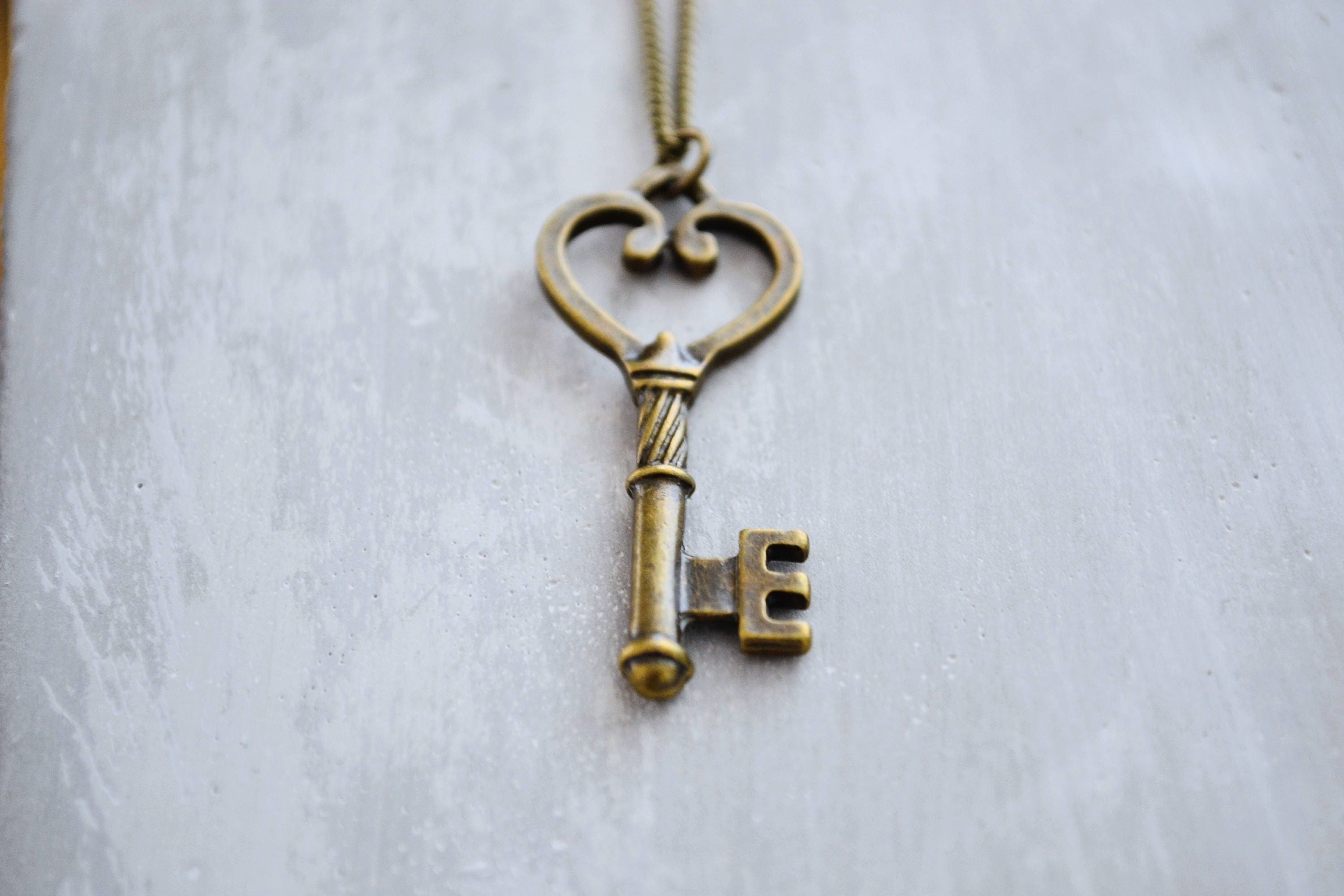 Vintage Heart Key Necklace Key Long Layering Necklace Key Etsy Canada