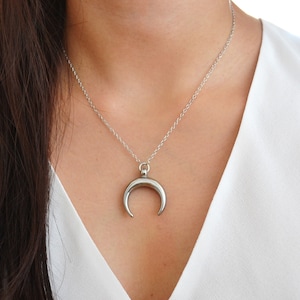 Lunar Eclipse Necklace - Layering Necklace - Minimalist Jewelry - Half Moon Charm