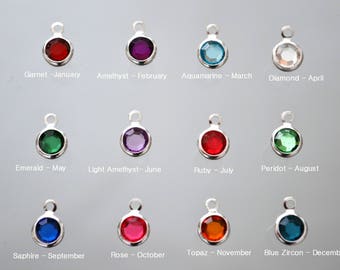 Swarovski Personalized Birthstone - Birthstone Charm- Add on to silver necklace - Personalized with birthstone - Necklace with Birthstone