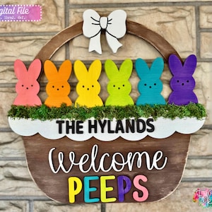 Easter Bunny Basket Door Hanger Digital File | Easter Door Hanger | SVG, DXF, LightBurn