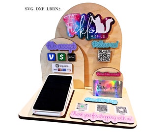 Scan to Pay Square Terminal Dock Arched Stand Laser Cut File SVG, DXF, LightBurn (.LBRN2) - Perfect for Small Businesses