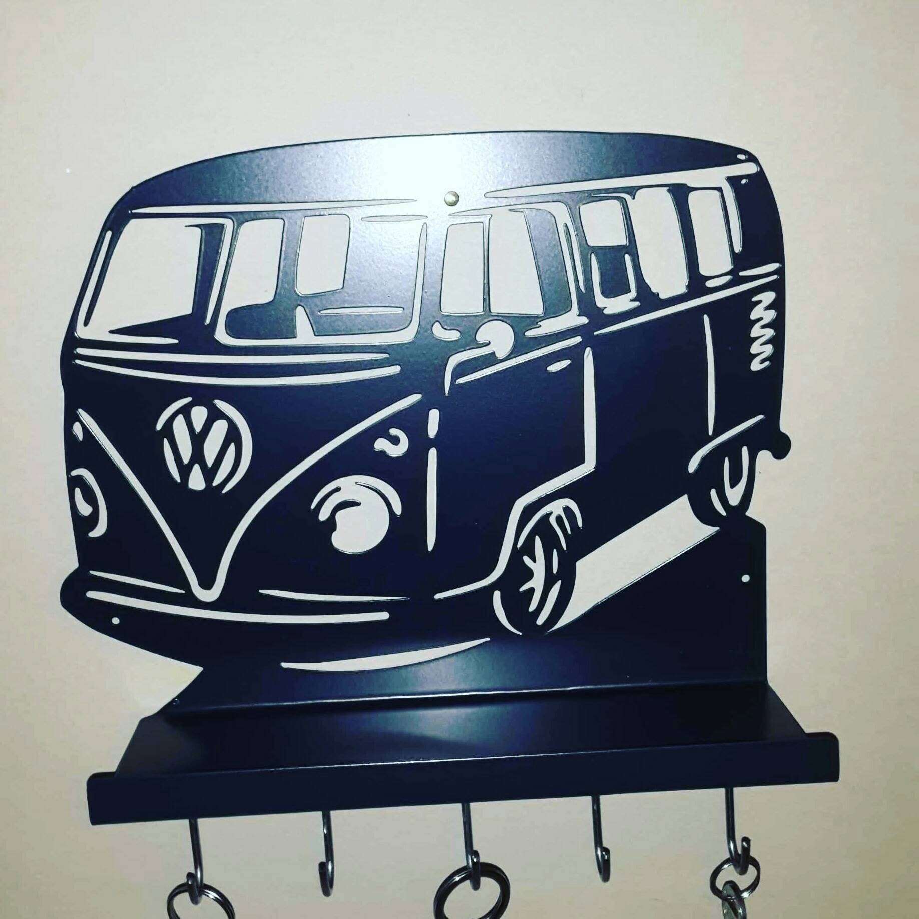 Support mural magnétique - 5 crochets et 2 aimants - Bus vintage