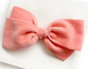 Heirloom Velvet Oversized Grace Bow - Coral