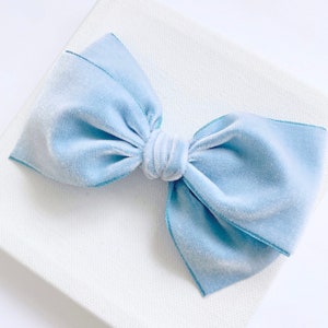 Heirloom Velvet Oversized Grace Bow - Sky