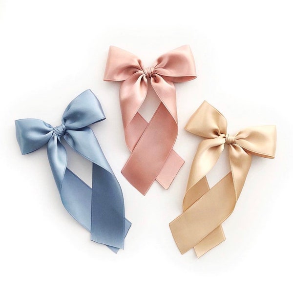 Luxe Satin Bow Set // Raw Silk, Desert Pink, Antique Blue