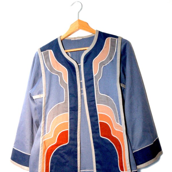 1970s Japanese Inspired Patchwork Jacket- Size Small/Medium FREE SHIPPING