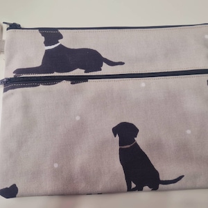 Handmade Waist bag/bum bag/fanny pack/Cross body  bag in Sophie Allport Black labrador fabric